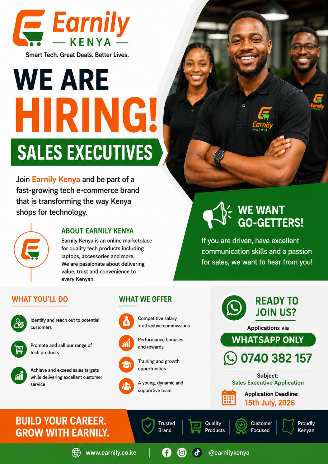 Sales Executives Needed! — campaign poster by Earnily Kenya